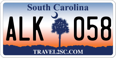 SC license plate ALK058