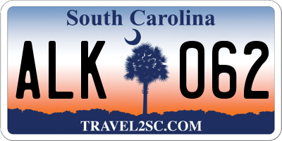 SC license plate ALK062