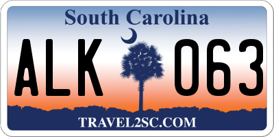 SC license plate ALK063