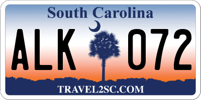 SC license plate ALK072
