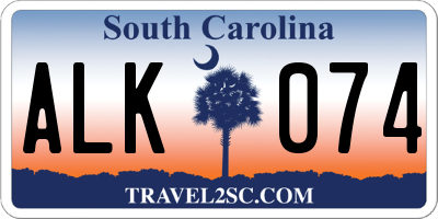 SC license plate ALK074