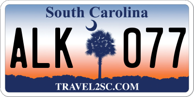 SC license plate ALK077