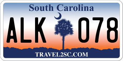SC license plate ALK078