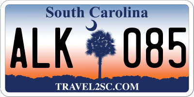 SC license plate ALK085