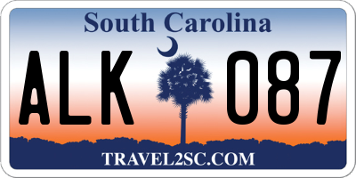 SC license plate ALK087