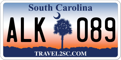 SC license plate ALK089