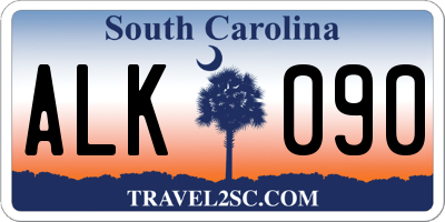 SC license plate ALK090