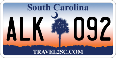 SC license plate ALK092