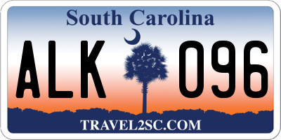 SC license plate ALK096