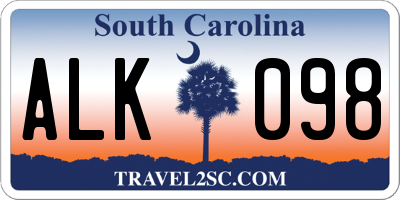 SC license plate ALK098