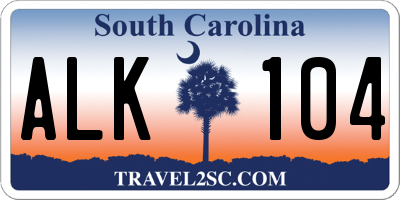 SC license plate ALK104