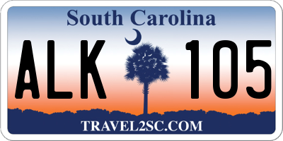 SC license plate ALK105