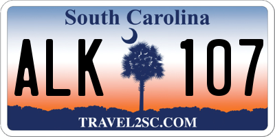 SC license plate ALK107