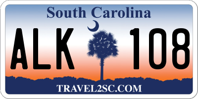SC license plate ALK108