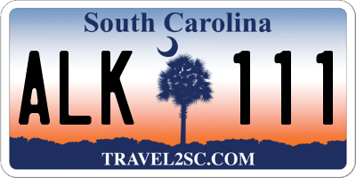 SC license plate ALK111