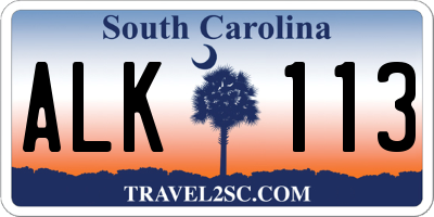 SC license plate ALK113