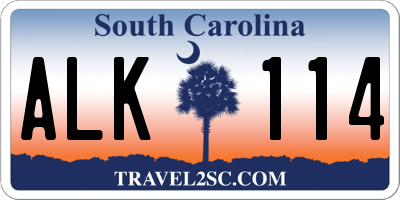 SC license plate ALK114