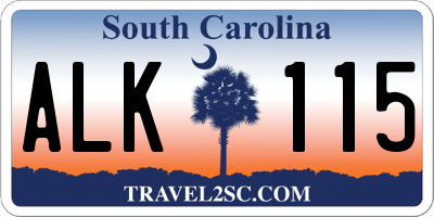 SC license plate ALK115