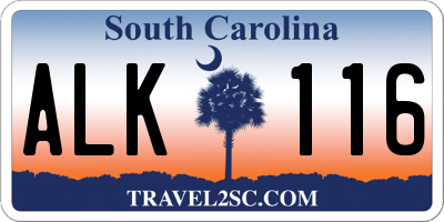 SC license plate ALK116