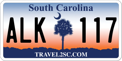 SC license plate ALK117