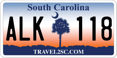 SC license plate ALK118