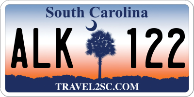 SC license plate ALK122