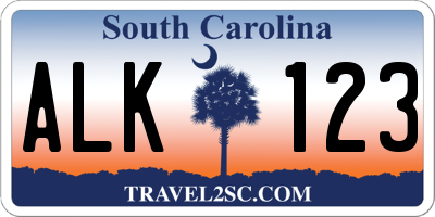 SC license plate ALK123