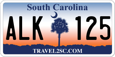 SC license plate ALK125