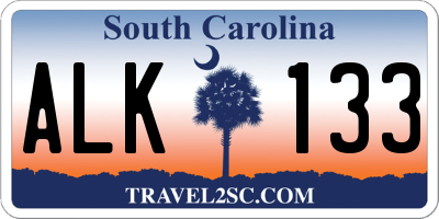 SC license plate ALK133