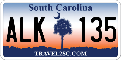 SC license plate ALK135