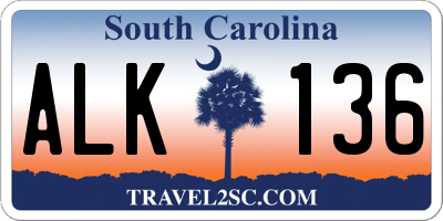 SC license plate ALK136