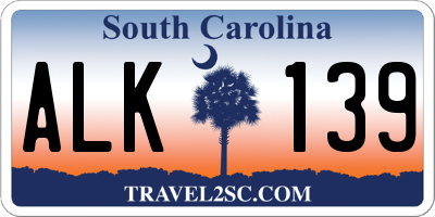 SC license plate ALK139