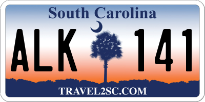 SC license plate ALK141