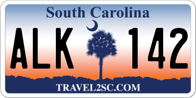 SC license plate ALK142