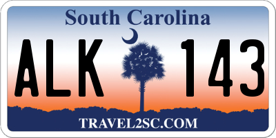 SC license plate ALK143