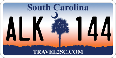 SC license plate ALK144