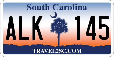 SC license plate ALK145