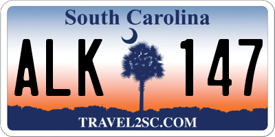 SC license plate ALK147