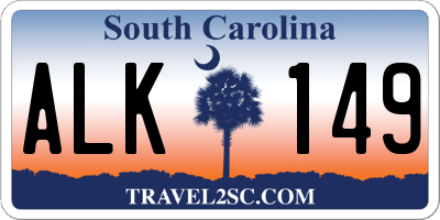 SC license plate ALK149