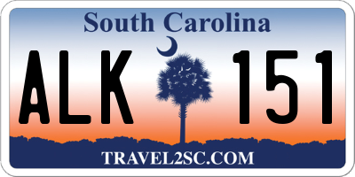 SC license plate ALK151