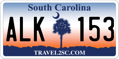 SC license plate ALK153
