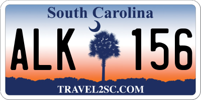 SC license plate ALK156