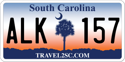 SC license plate ALK157
