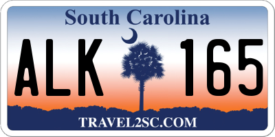 SC license plate ALK165