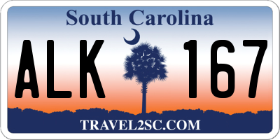 SC license plate ALK167
