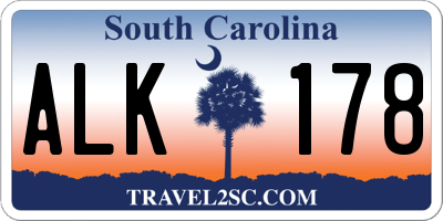SC license plate ALK178