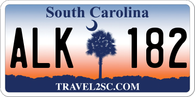 SC license plate ALK182