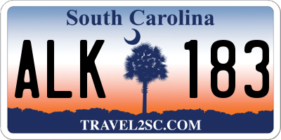 SC license plate ALK183