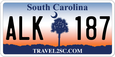 SC license plate ALK187