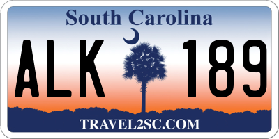 SC license plate ALK189